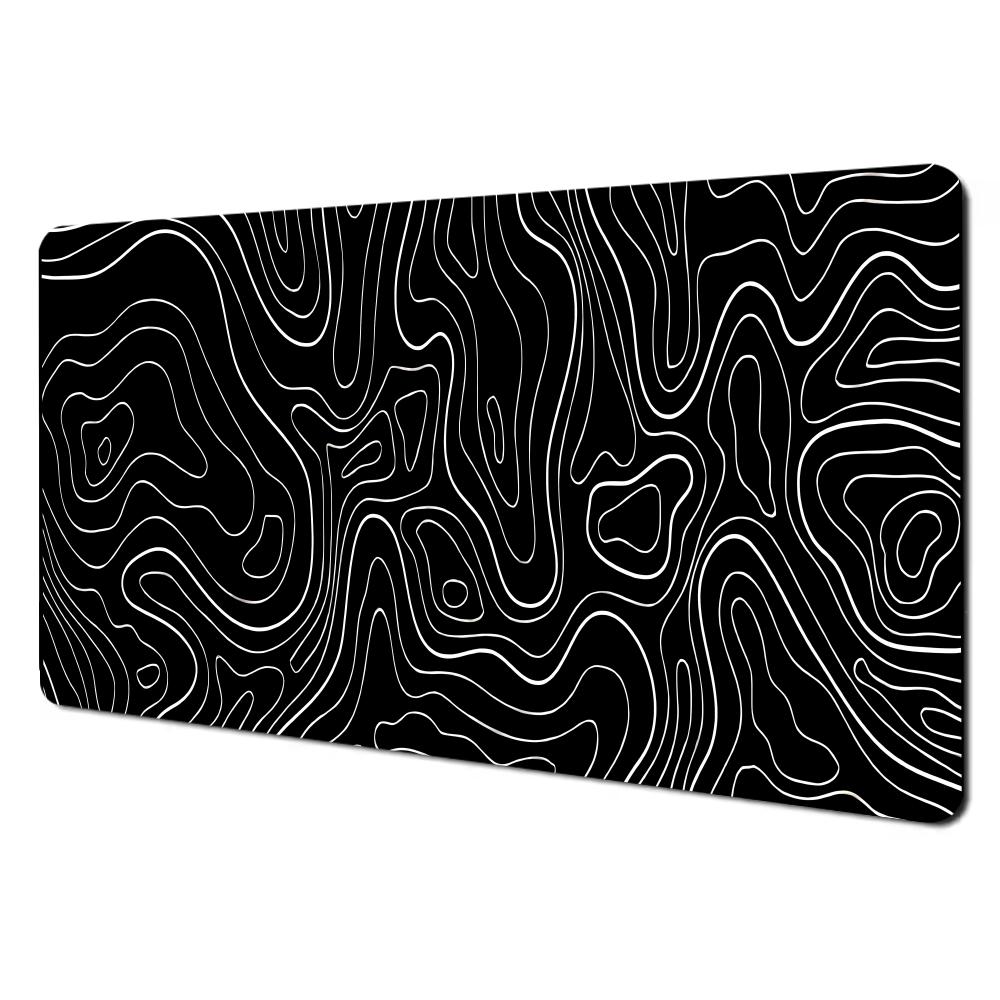 Esports Gamer Mouse Pad Topographic Mousepad White Black Control Strata Liquid Mausepad Gaming Keyboard Accessories Desk Mat XXL