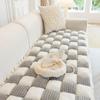 Simple Thickened Plaid Sofa Cushion Handcraft Patchwork Bun Steaming Plate Leather Sofa of Solid Wood Non-Slip Cushion Plush Window Cushion