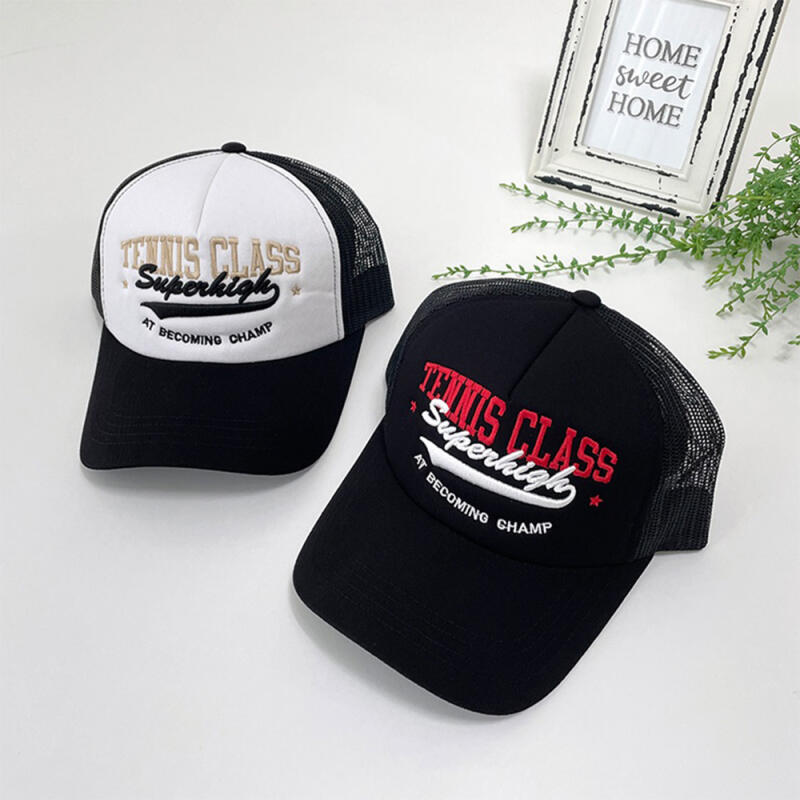 Noboy Color Block Layered Hat Women s Mesh Lettering black