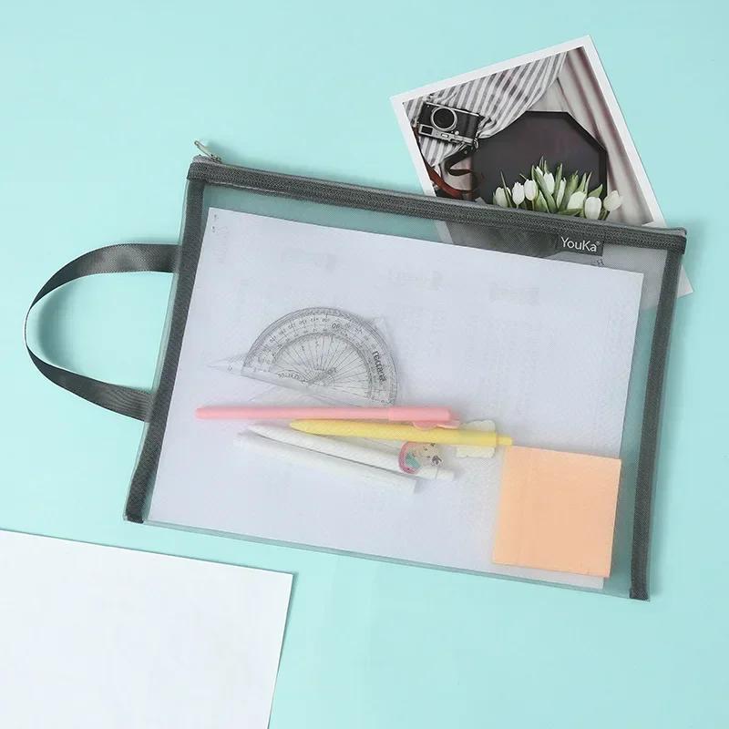 1pc Document Bag Folder for Documents Capacity A4 Zipper File Pocket Storage Organizer Office School Supply Waterproof