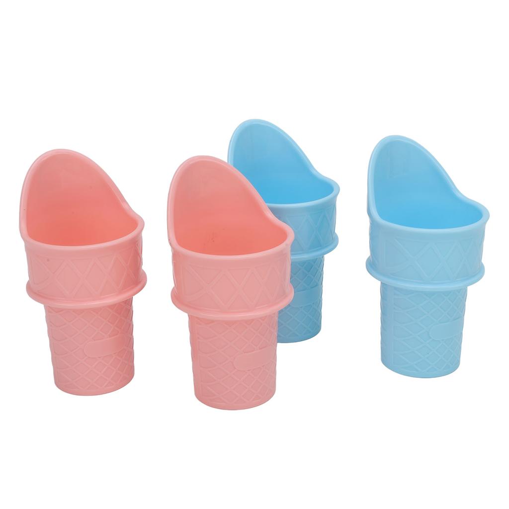 4pcs Ice Cream Cone Holder Reusable Sustainable Freezable Ice Cream Cup Spoon Snow Cone for Birthday