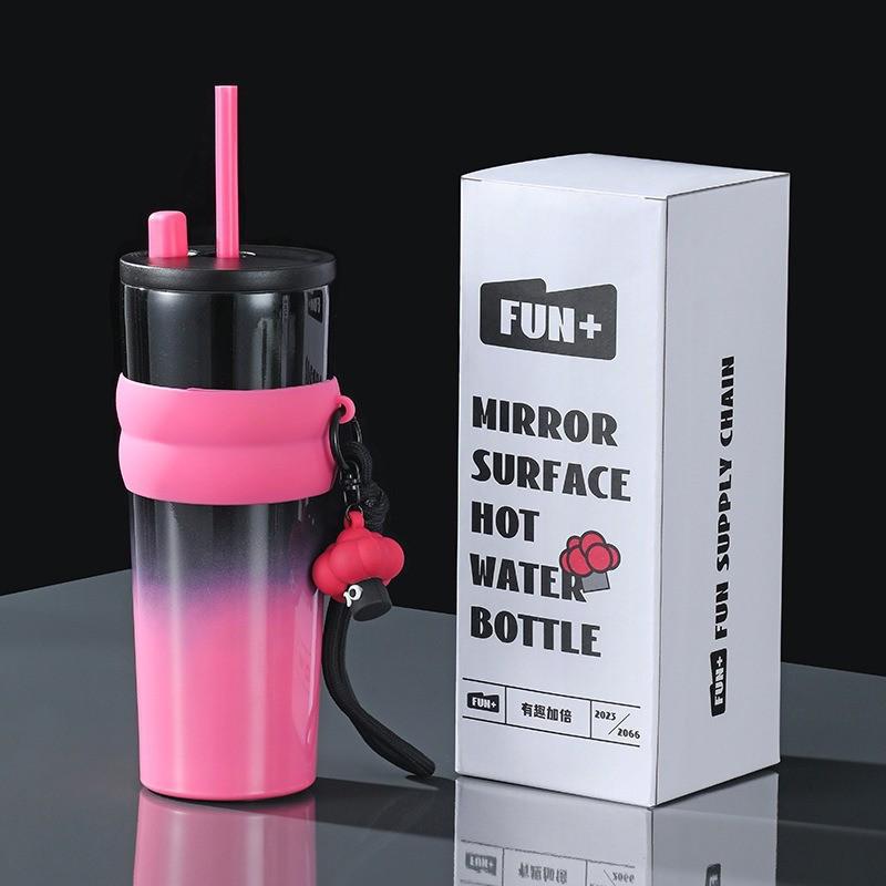 

Large 316 Stainless Steel Thermos Cup with Straw - Stylish, High-Capacity Cooler for Coffee or Water, Perfect Gift 710ml