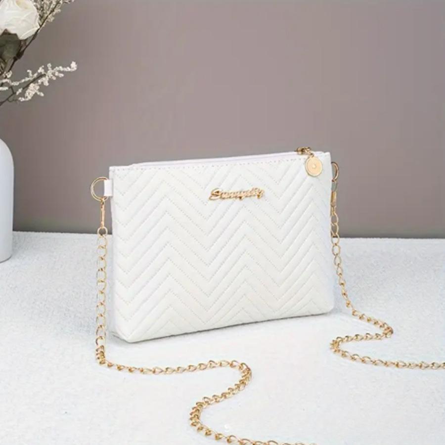 Simple Solid Color, High-end Feel, Quilted Embossed Chain Shoulder Strap, Commuter Women's Bag, Compact Women's Crossbody Bag