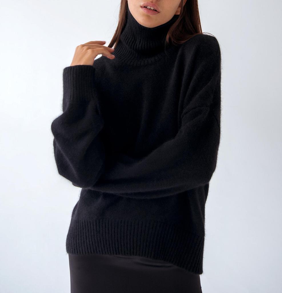 European & American Women's Thick Knit Sweater - Autumn/Winter, Loose High Neck Pullover