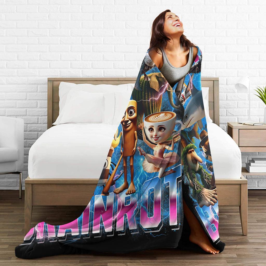Italian Brainrot AI Genarated Animals Blankets Flannel All Season Gen Z Multifunction Soft Throw Blanket for Sofa Bedroom Quilt