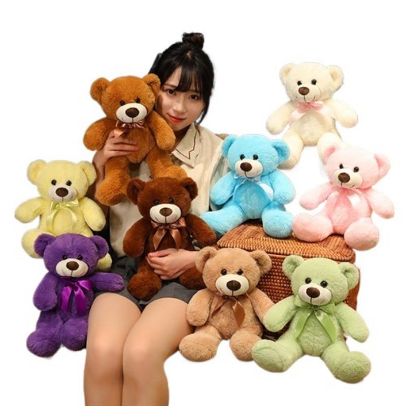 New Doll Ribbon Teddy Bear Doll Bow Tie Bear Plush Toy Children's Cloth Doll Doll