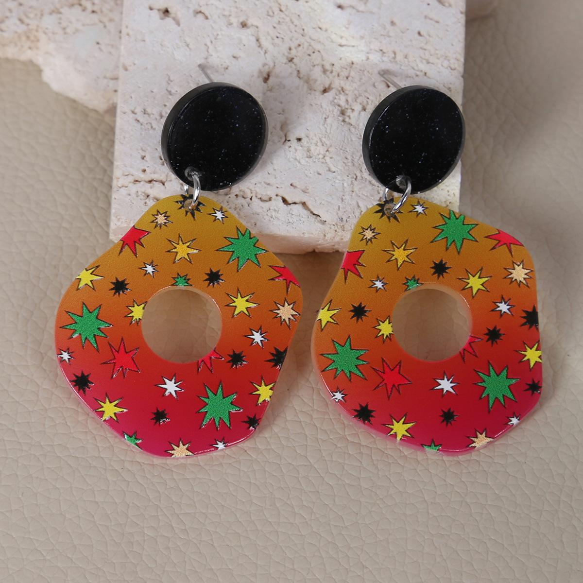 Exaggerated Acrylic Flower Flame Star Earrings, Personalized Creative Design Sense Polygonal Stud Earrings