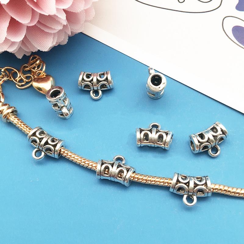 1 4Mm Large Hole Tee Hanging Head Pendant Buckle Handmade Diy Silver, Bracelet Jewelry Accessories