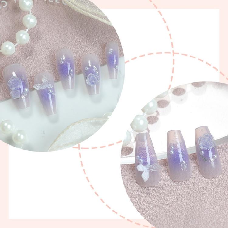 24Pcs Press on Nail Coffin Glues on Nail French Fake Nail Designs False Nail Artificial Nail Gifts for Women Girls