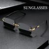 Rimless Sunglasses Rectangle Fashion Popular Women Men Shades Small Square Sun Glasses for Female Male Summer Traveling Oculos