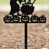 Handmade Witch Garden Stake Black Finish Powder Coated Metal Art Witch Silhouette Stake Halloween Decor