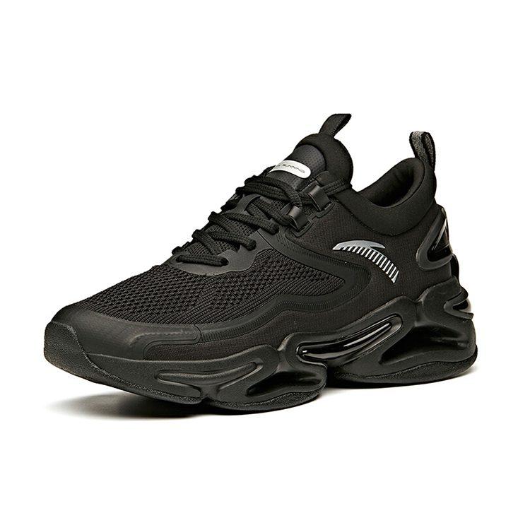 Anta Comfortable Slip Resistant Abrasion Resistant Breathable Cushioning Low top Running Shoes Men's Black 912045552-3
