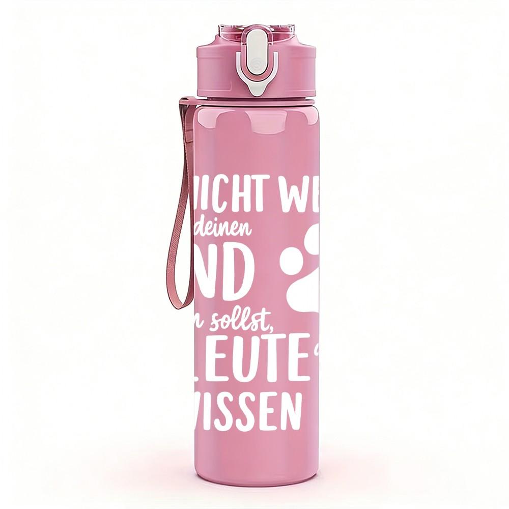 1PC Light Grey Simple Text Print 750ml Color Plastic Sports Water Bottle Leakproof Flip Straw Lid Suitable for Sports Office Home Use