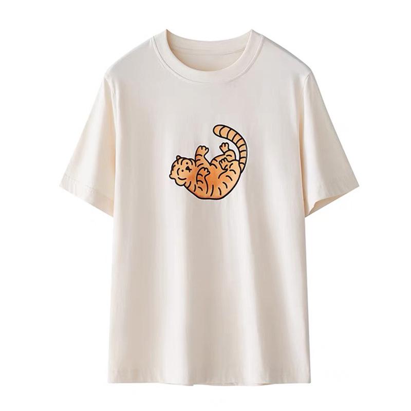 

2025Печатная футболка с коротким рукавом большого размера для женщин с коротким рукавом, летняя свободная женская футболка с высококачественным узором в виде букв CCXX237 XXXL белый