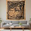 Kraken Black Spiced Rum Tapestry Wall Hanging, Pirate Ship Ocean Adventure Art, Nautical Wall Decor for Bedroom Man Cave