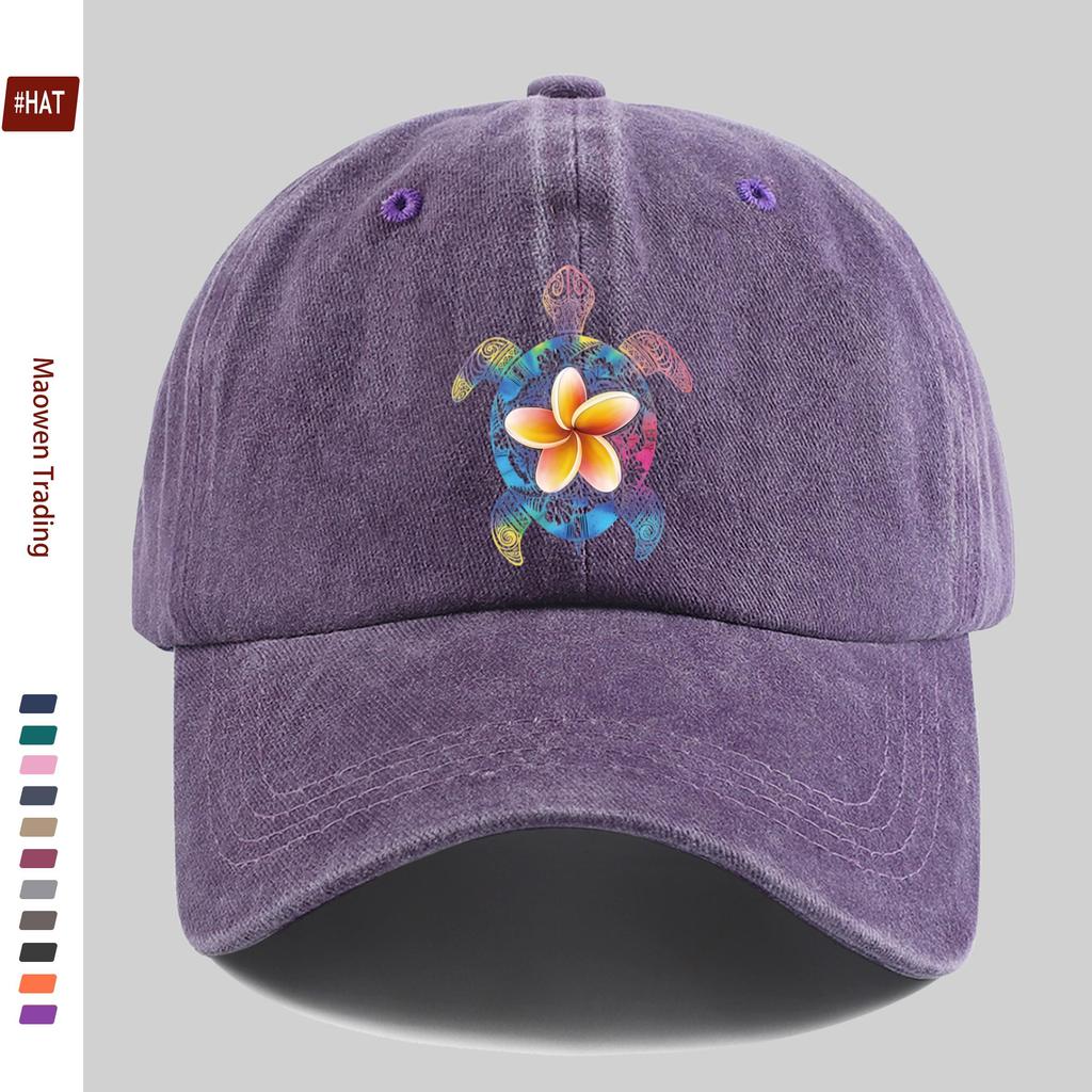 Pc Blumen-Gradient Schildkröte Mode Buchstaben-Druck Basecap mit Mehrfarbigem Schildkröten-Druckdesign Sonnenhut Unterwasserwelt