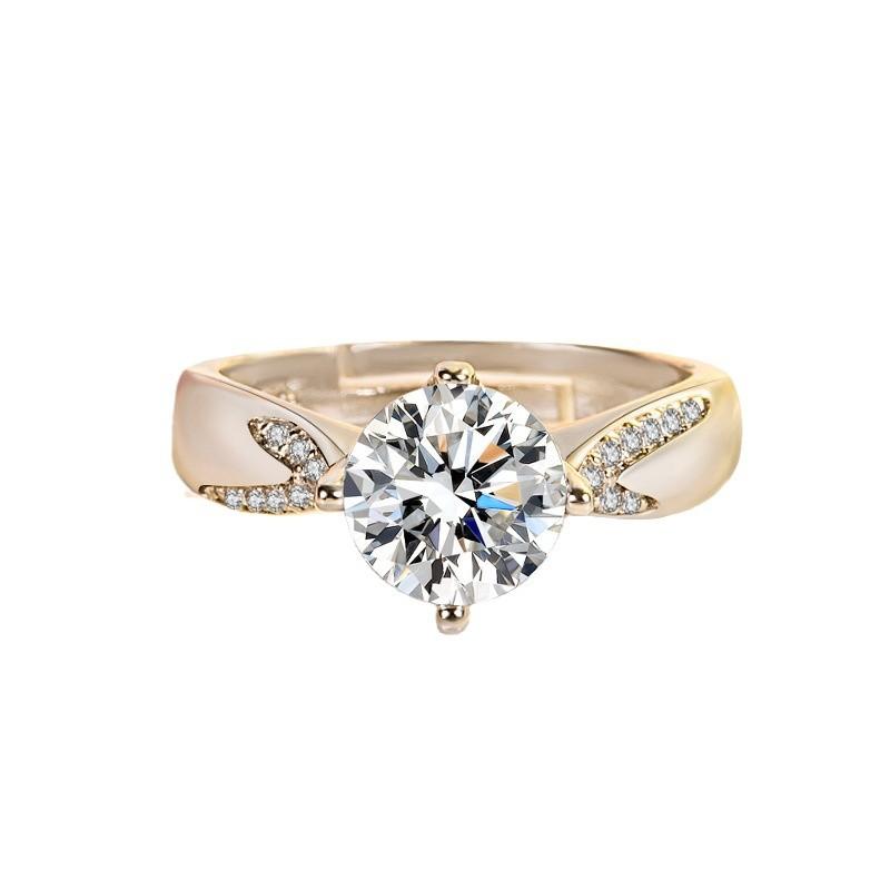 925 Sterling Silver Women's Open Prong Fashionable Four Prong 2Carat Diamond Adjustable Jewelry Accessories Gift Jewelry