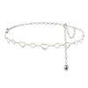 Women Metal Waist Chain, Heart & Flower Hollow Chain Belt, Adjustable Alloy Waistband with Ball Pendant for Dress Jeans
