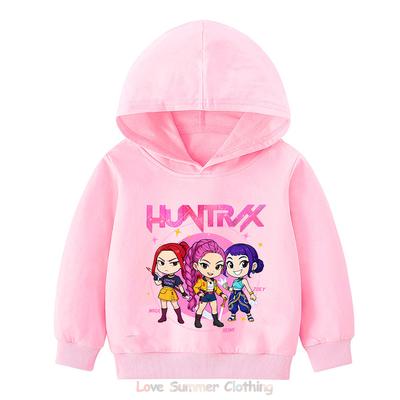 KPop Demon Hunters Hoodie Girls Kids Hooded Sweatshirt Girls Pullover Hoodies Polyester Outerwear Children's Clothing