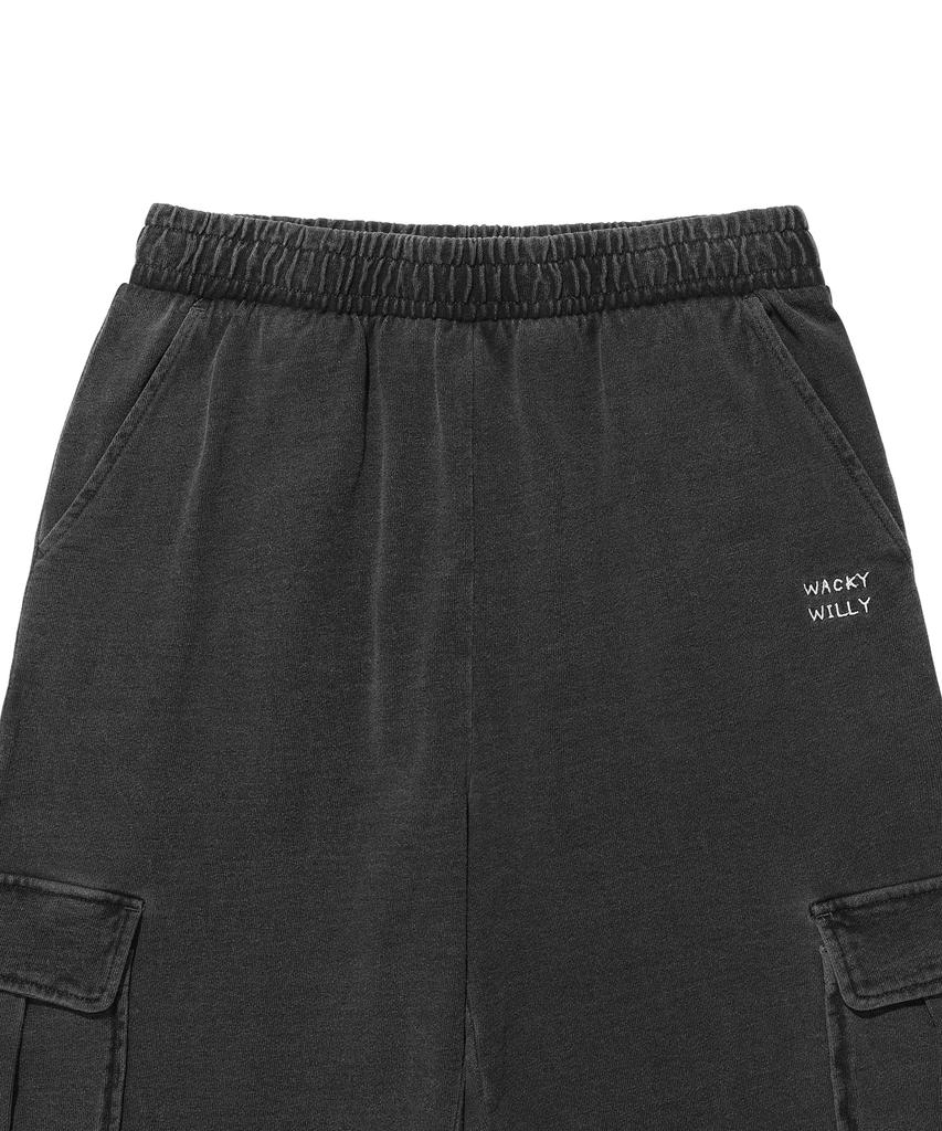 WACKY WILLY Women'S Washed Jersey Denim Cargo Pants Grey