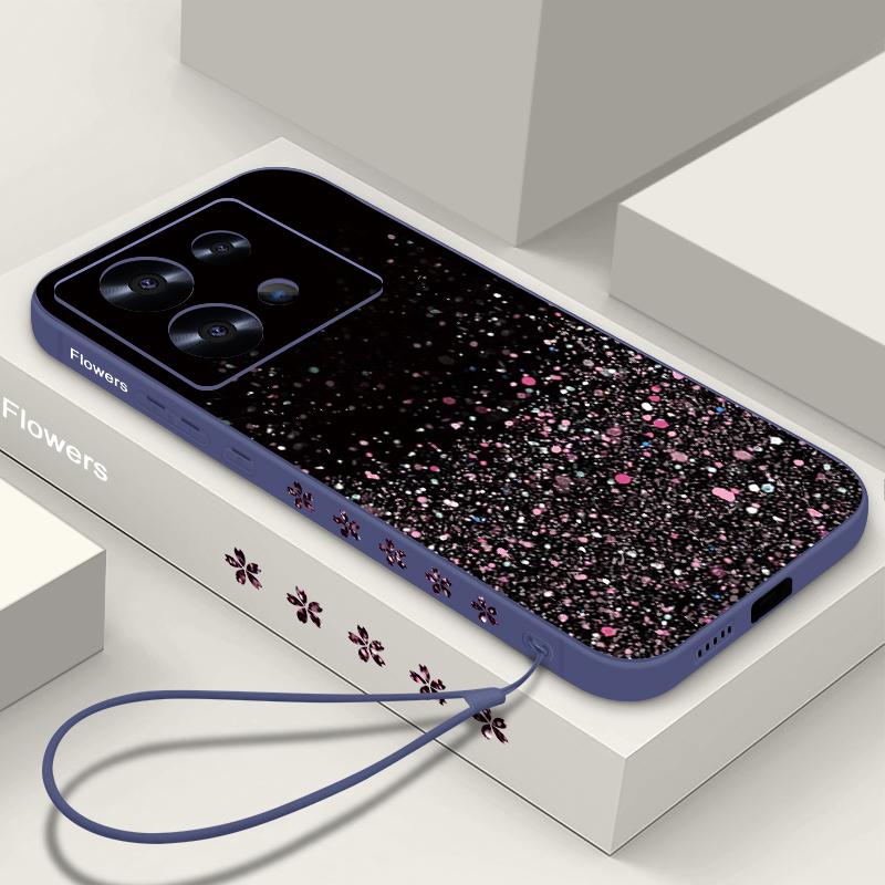 Sequin Pattern Lanyard Phone Case For Xiaomi Poco F6 X6 X5 13T Pro Redmi Note 13 14 4G 15 14 12 13 Pro Plus 5G Soft TPU Cover