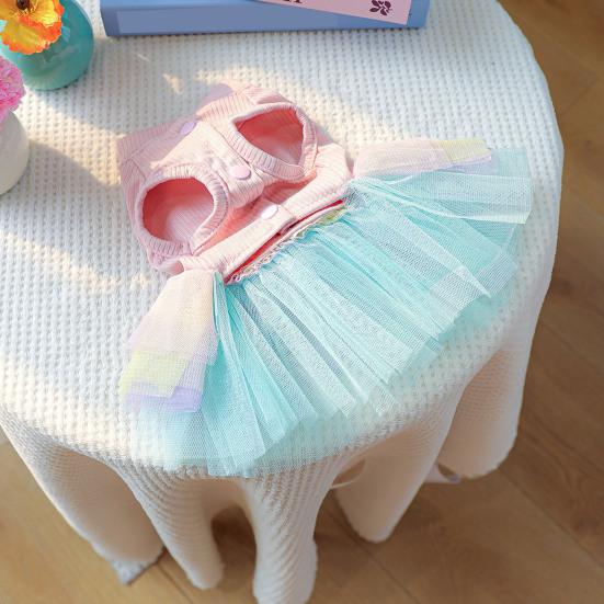Bunny Ears Dog Dress Tulle Tutu Skirt Pet Dress with 3D Rabbit Ears Cute Bunny Dress for Dogs Cats Party Holiday Outfit