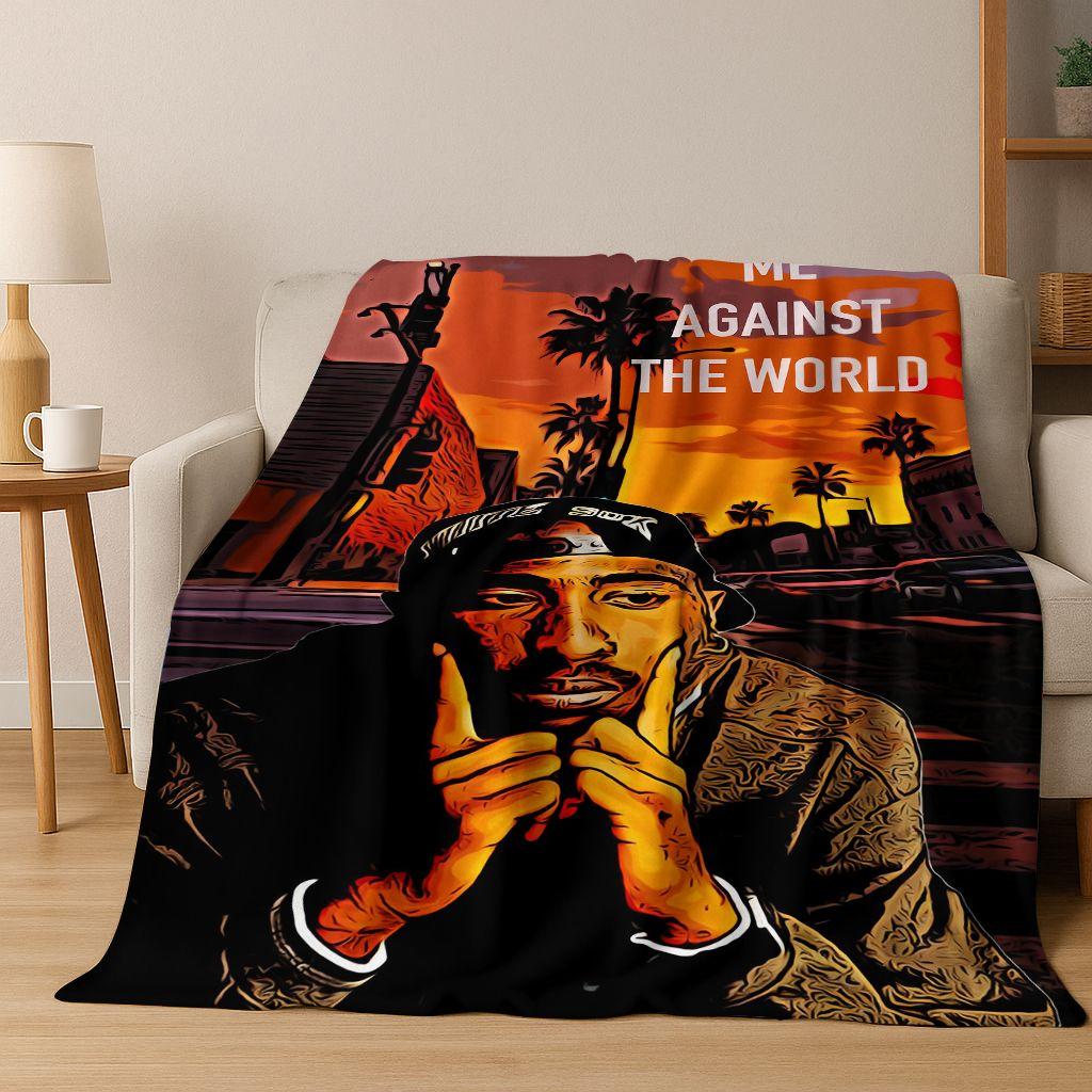 Tupac 2pac Rapper Eminem Hip Hop Rap God Art Flannel Blanket,Cozy Soft Throw Blanket for Home Bedroom Bed Sofa Cover Kids Gift