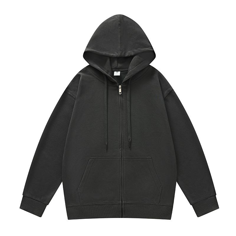 Podzimní pánský jednobarevný ležérní kardiganový svetr s kapucí Pánská jednobarevná svetr-bunda