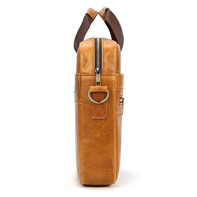 Men's leather briefcase business man's bag top layer cowhide lawyer's computer bag Men's style large 15.6 laptop bag with strap