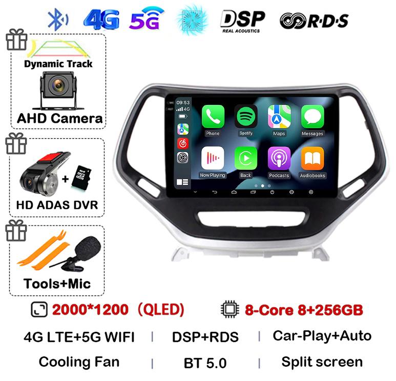 Android 14 Carplay Auto WIFI+4G Pentru Jeep Cherokee 5 KL 2014 2015 2016 2017 2018 GPS Radio Auto Multimedia Player Video Stereo