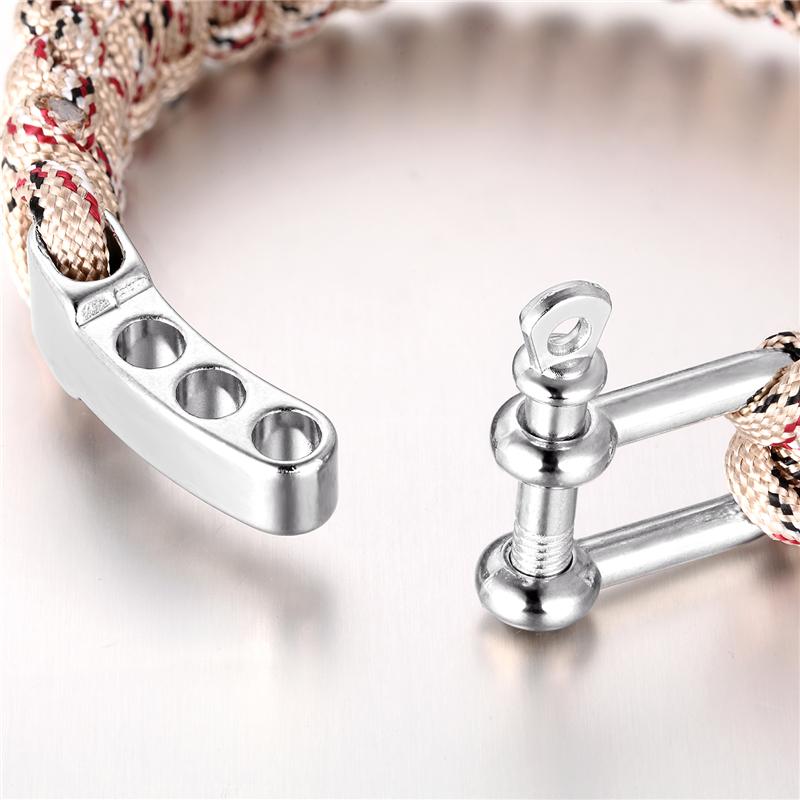 Pulseira de Sobrevivência Ajustável para Homens Mulheres Acampamento ao Ar Livre Emergência Fivela de Aço Inoxidável Pulseira de Paracord