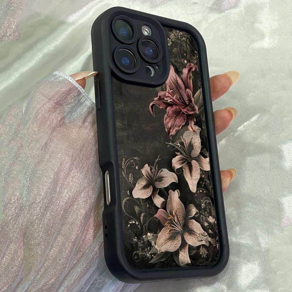 JT416 Růžová lilie Print pro iPhone 17 16 15 14 13 Pro Max Samsung S26 S25 Ultra A17 A07 A56 A16 A15 A14 Xiaomi 15T Redmi 15c Note 14 13 12 11 Měkké pouzdro