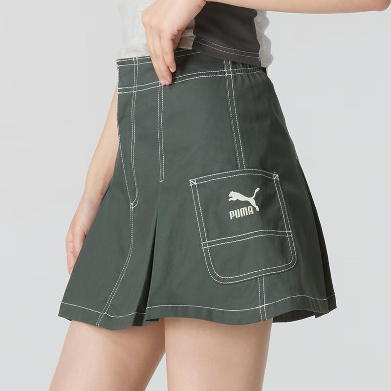 Puma Ss24 Outdoor Fashion Color Block Line Design Comfortable Breathable Trendy Casual Skirt Women Skirts Green 626864-80