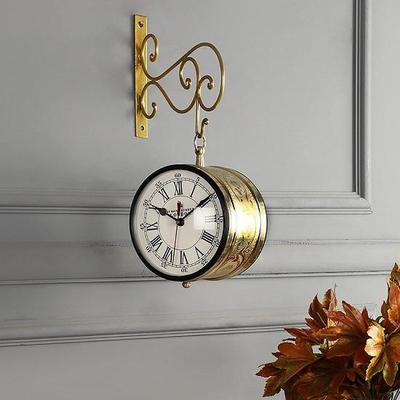 Reloj de estación dorado con doble cara Bond street tallada en metal y soporte de metal 16,51 cm