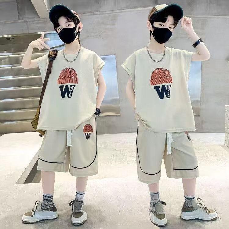 Boys' Summer Vest Set, Summer Mid Size Children's Sports Boys' Trendy Loose Two-piece Set
