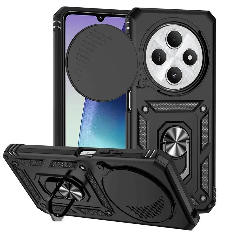 For Xiaomi Redmi 14C 4G Case Armor Shockproof Slide Lens Cover For Redmi14C Magnet Car Holder Ring Case For Redmi 14C Funda