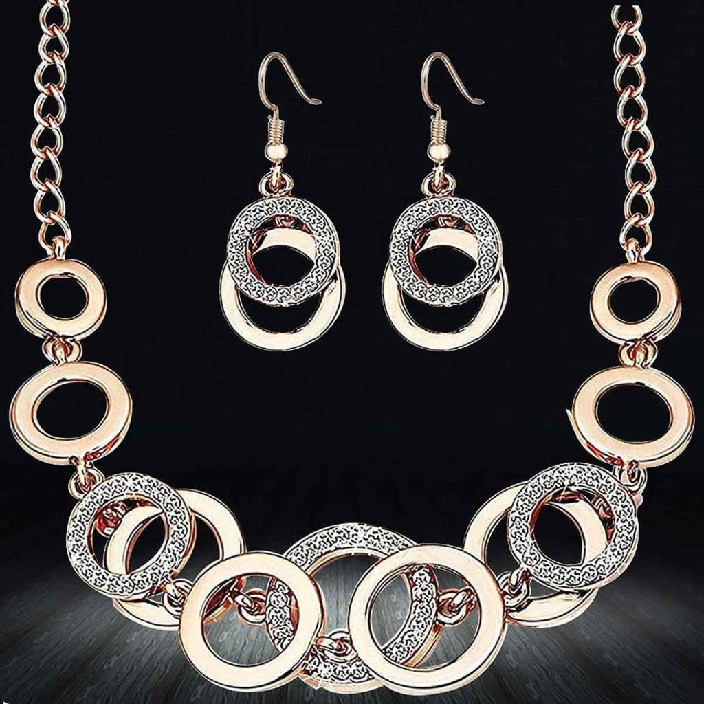 Rose Gold Plated Stone Studded Jewellery Set