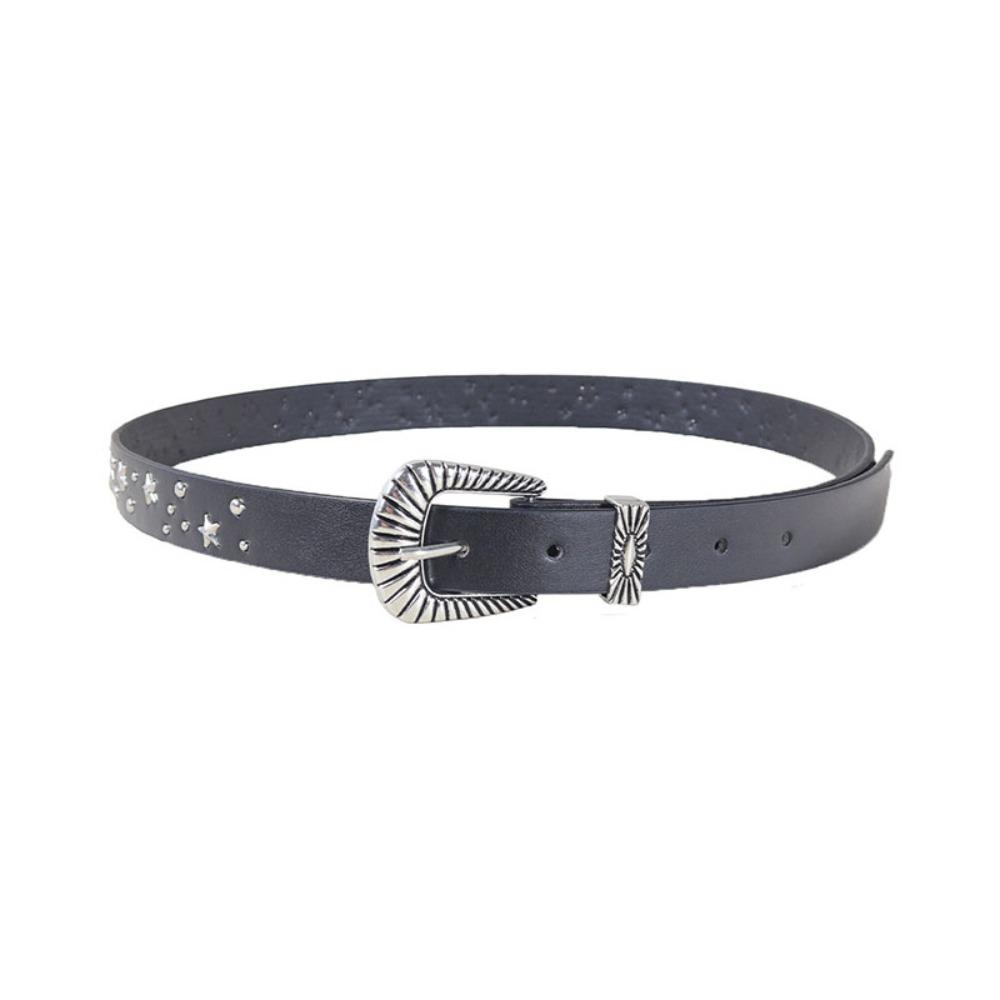 Punk Style Y2K Wide Belt Trouser Decoration PU Leather Waistbands Star Rivet Waist Belt  Gift
