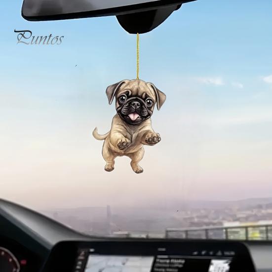 Akrylowa wisząca ozdoba w kształcie psa z zawieszką na smyczy, łatwa do powieszenia, kreatywna ozdoba choinkowa, zawieszka na torbę