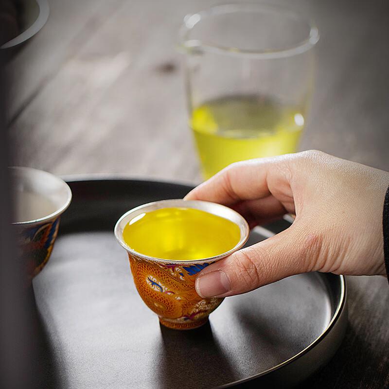 Cha Xun Glücksverheißender Drache Phönix Emaille Keramik Teetasse