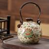 Ru Kiln Hydrangea Flower Beam Pot Teapot Tea Ware Household Ceramic Tea Set Tea Making Single Pot Open Film Can Raise Teapot