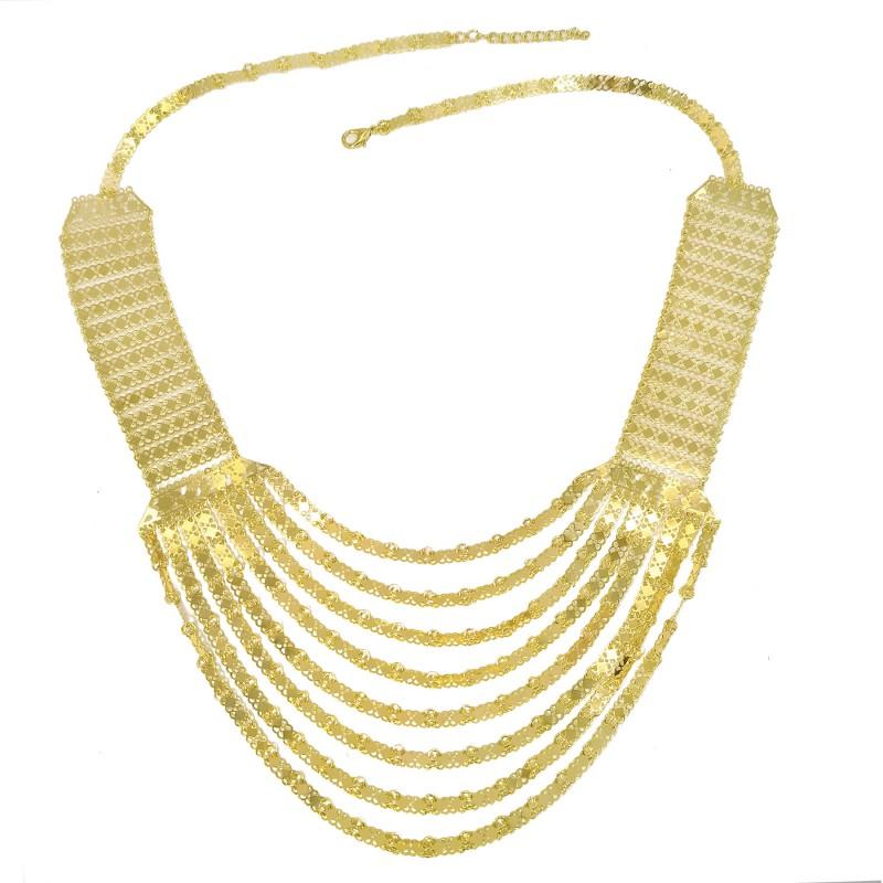 Vintage Multi-Layered Metal Chain Necklace Long Statement Collarbone Pendant Women Men Alloy Gold Tone Fashion Jewelry