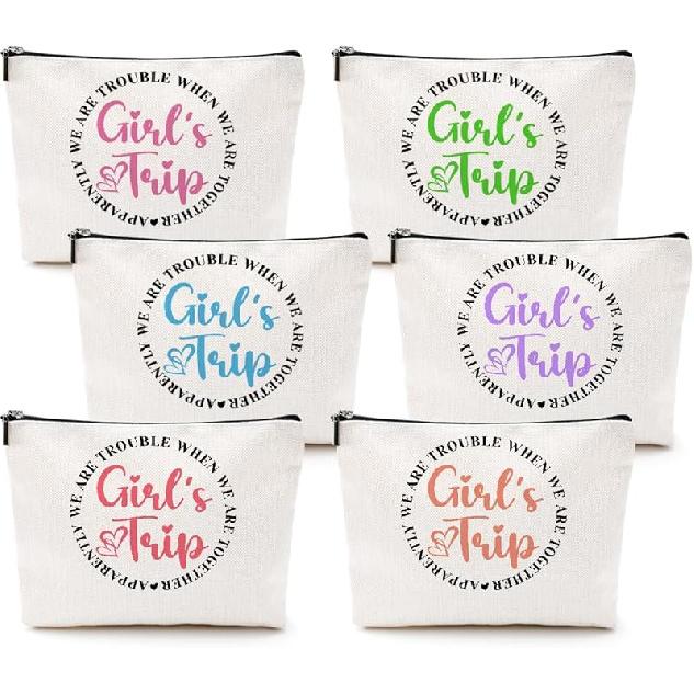 3Pcs Girls Trip Gifts Girls Weekend 2025 Makeup Bag Sisters Trip Gifts Favors Summer Gifts Cosmetic Bag Toiletry Bag Zipper Pouch Weekender Bags for