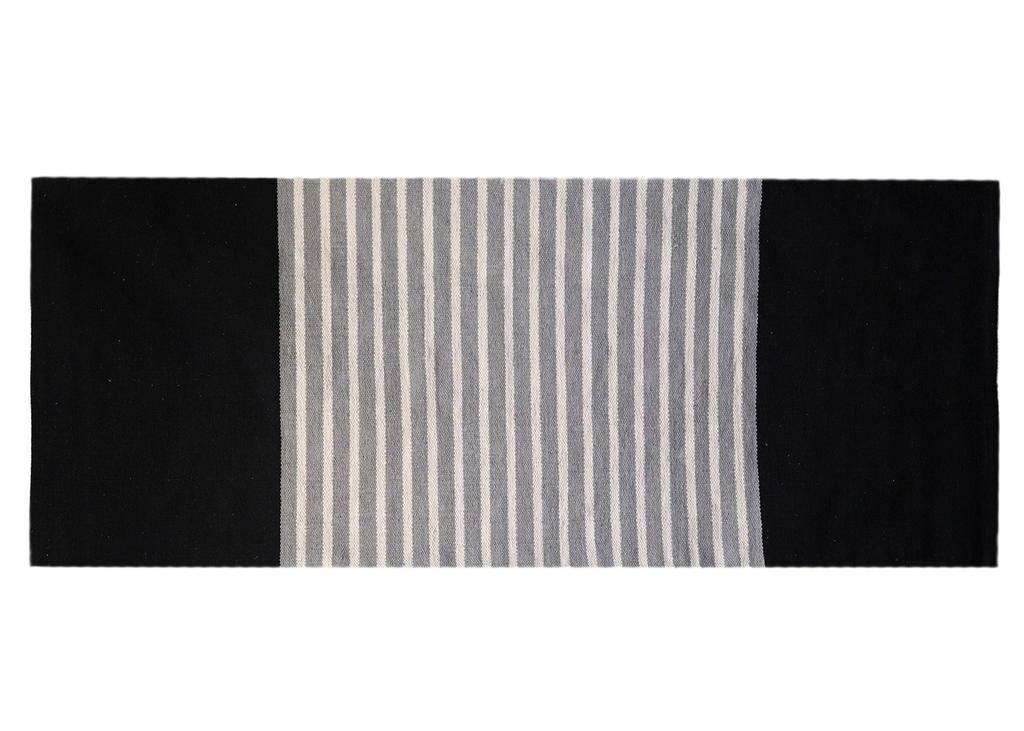 Runner Rug, Indian Cotton Black Grey 70x170cm