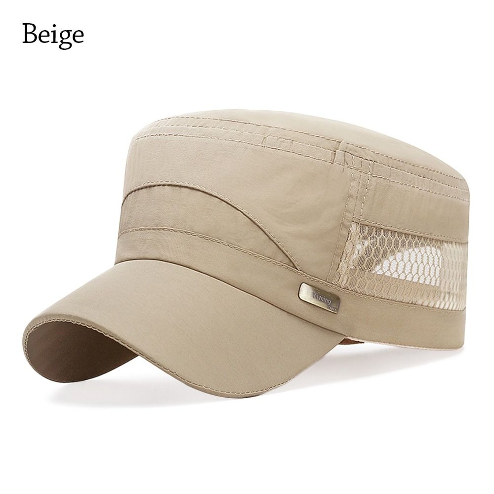 Breathable Cadet Hat Adjustable Flat Top Cap Spring Summer Sun Hat  Men