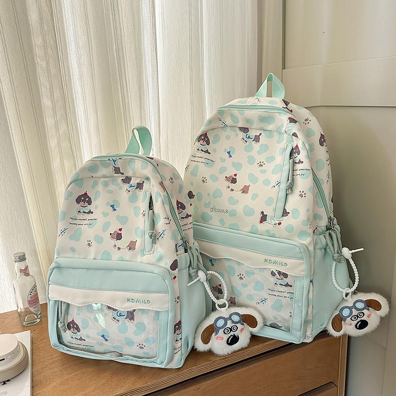 Dog Printed Backpack Student Lightweight Schoolbag Girls Large Capacity Backpack