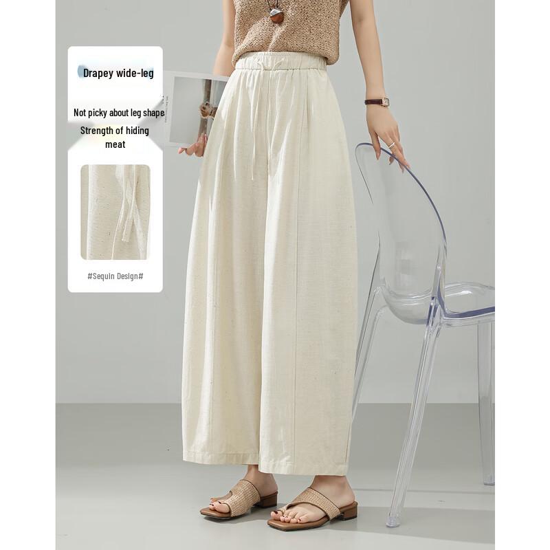 TERRE BLEUE Women's 2026 Summer Loose Fit Curved-Leg Wide-Leg Pants