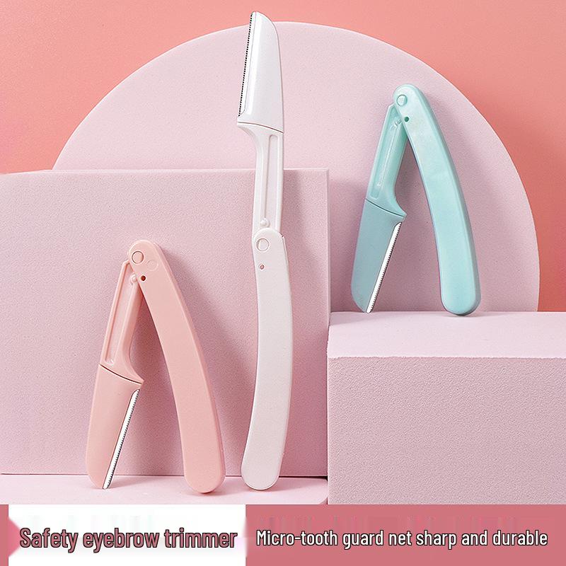 Women's Beginner Safe Foldable Eyebrow Razor Set with Anti-Scratch Design and Replaceable Blades