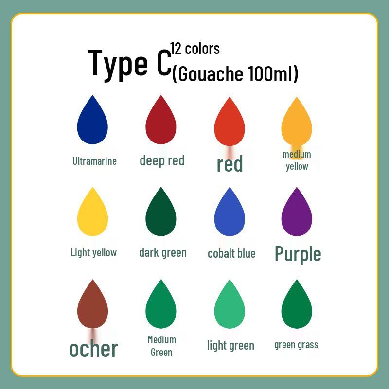 100ml Gouache Paint Set for Kindergarten - Children's Large Capacity Painting Pigments
