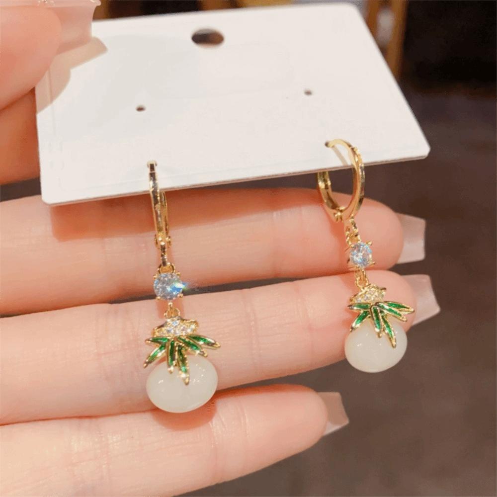 Light Luxury Women Earrings Chinese Stud Earrings Zircon Bamboo Earrings Jewelry Gifts